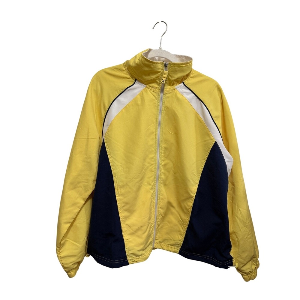 Three Hearts Colorblock Track Jacket XL Yellow Navy Blue Lightweight Zip Up